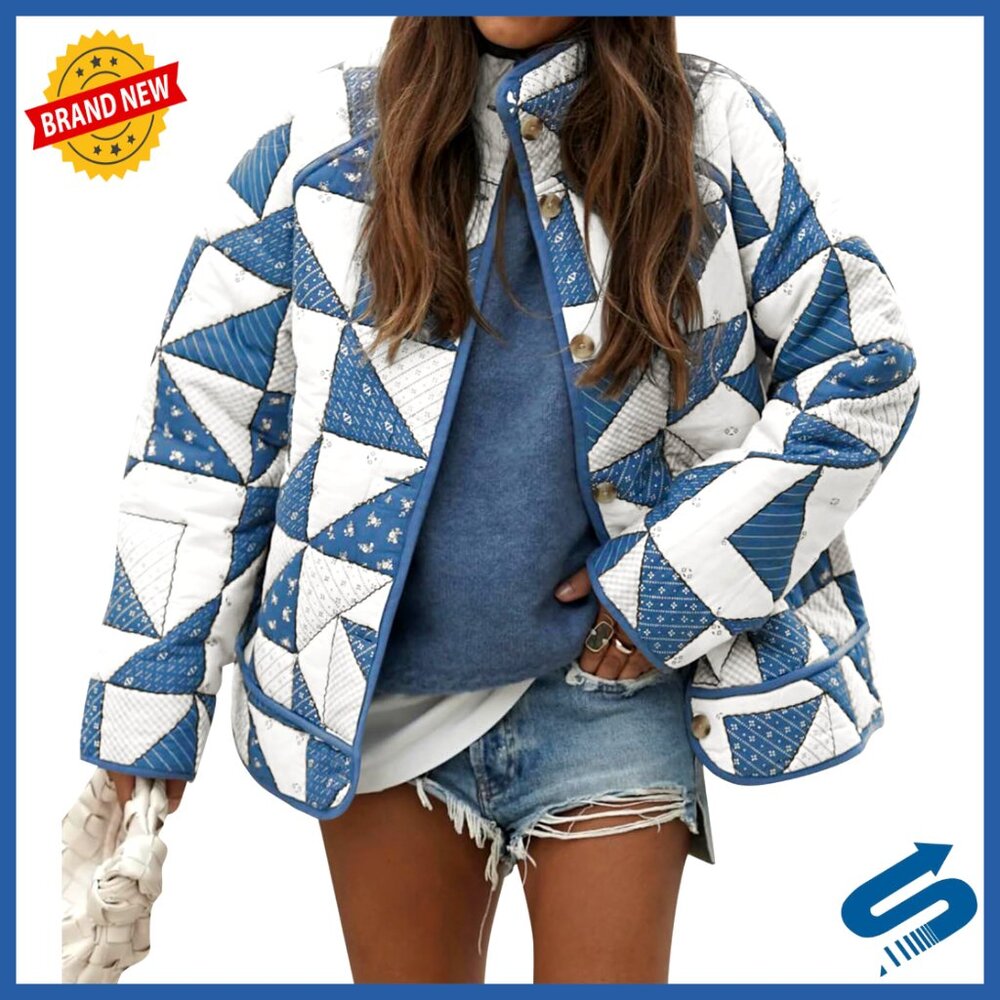 Lightweight Quilted Puffer Jacket Patchwork Padde… - image 1